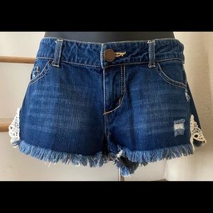 O’Neill lace sides denim shorts